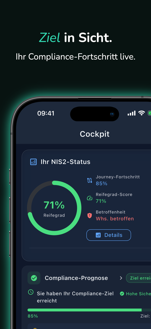 Cockpit: Ihr Compliance-Fortschritt live.
